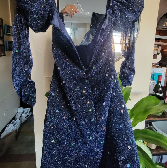 Blue sheer festive dress - Picture 3 of 3